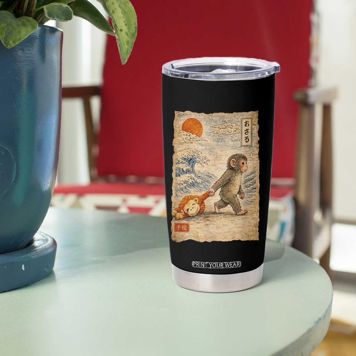 Baby Punch the Monkey Japanese Style Graphic Tumbler Cup Dragging Plush Toy Vintage Art Gift TS02 Print Your Wear