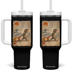 Baby Punch the Monkey Japanese Style Graphic Tumbler With Handle Dragging Plush Toy Vintage Art Gift TS02 One Size: 40 oz Black Print Your Wear