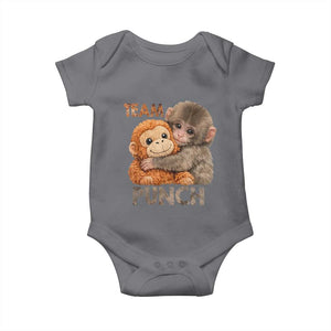 Team Punch Viral Baby Monkey Baby Onesie Cute Monkey Hugging Plush Toy Internet Trend Gift TS02 Charcoal Print Your Wear