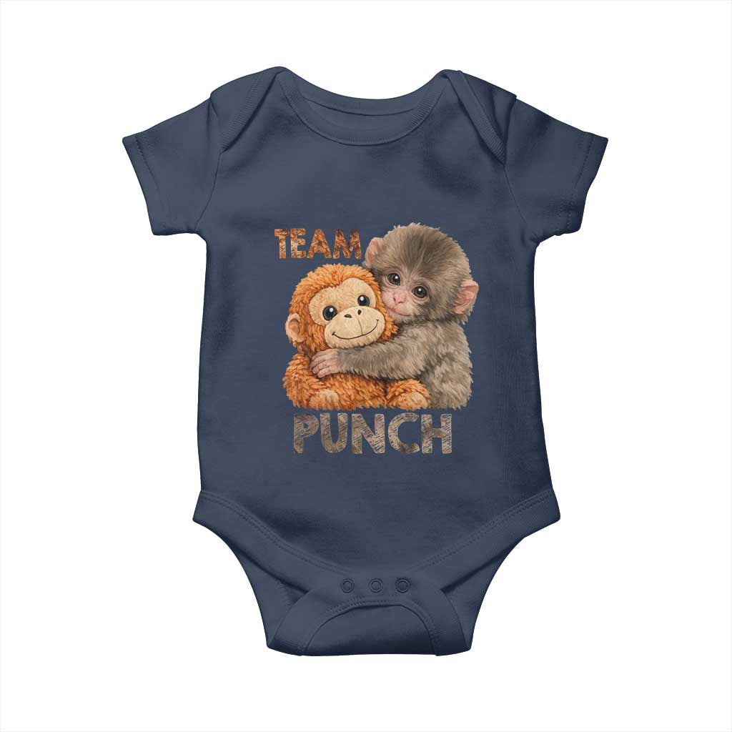 Team Punch Viral Baby Monkey Baby Onesie Cute Monkey Hugging Plush Toy Internet Trend Gift TS02 Navy Print Your Wear