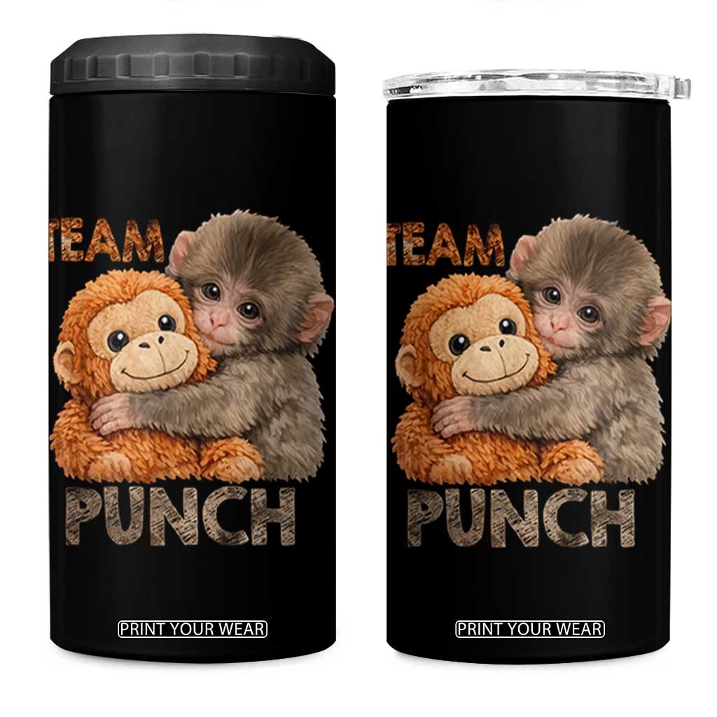 Team Punch Viral Baby Monkey 4 in 1 Can Cooler Tumbler Cute Monkey Hugging Plush Toy Internet Trend Gift TS02 One Size: 16 oz Black Print Your Wear