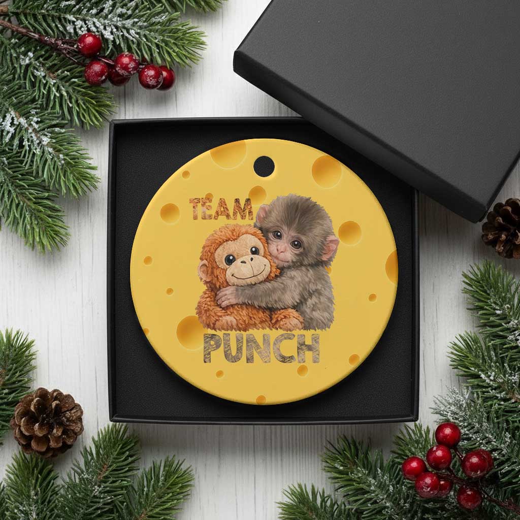 Team Punch Viral Baby Monkey Ceramic Ornament Cute Monkey Hugging Plush Toy Internet Trend Gift TS02 1pc Yellow Cheese Print Your Wear