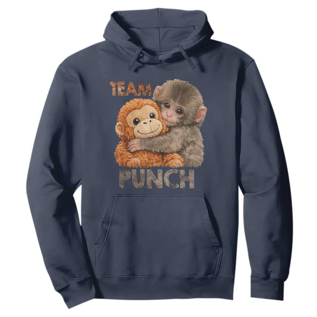 Team Punch Viral Baby Monkey Hoodie Cute Monkey Hugging Plush Toy Internet Trend Gift TS02 Navy Print Your Wear