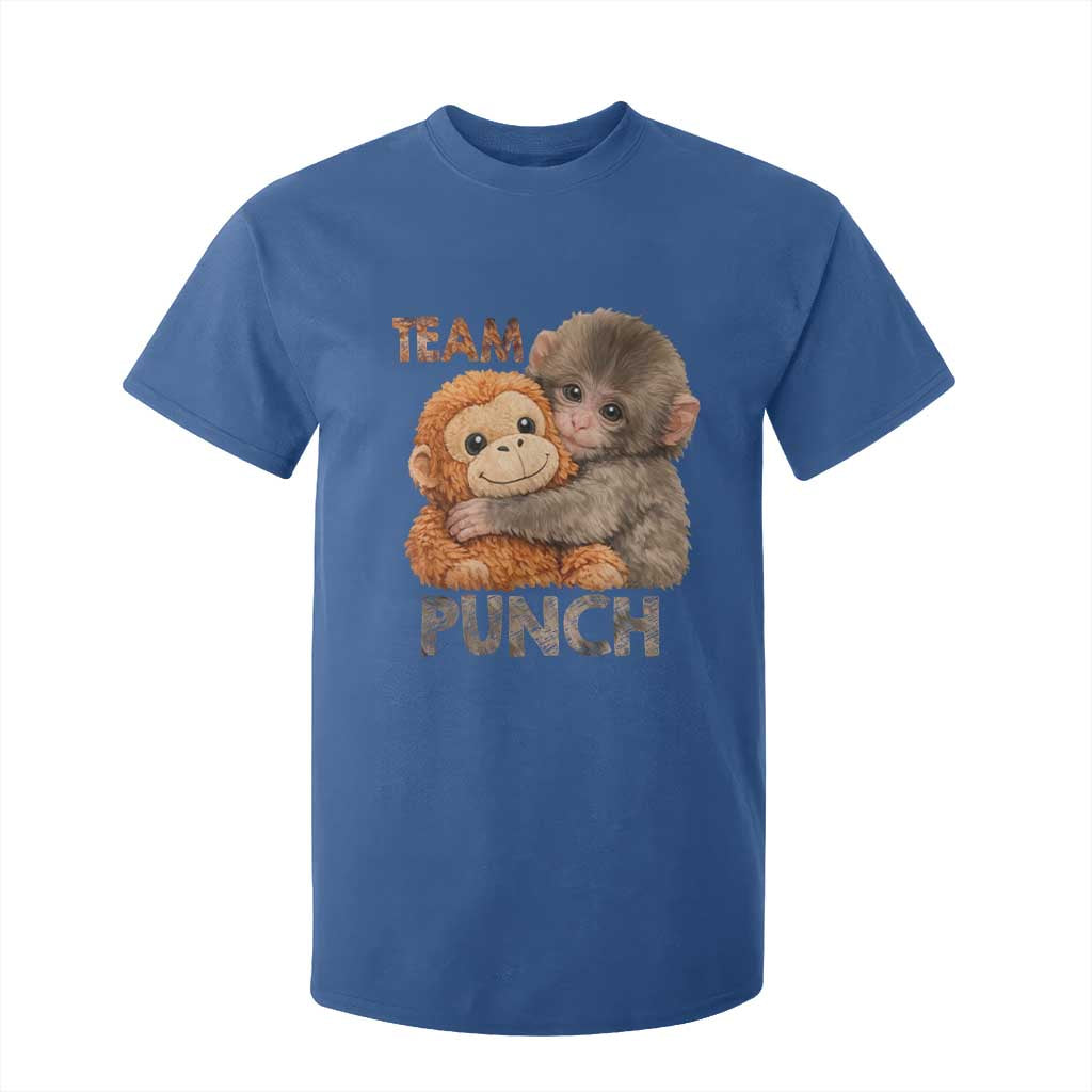 Team Punch Viral Baby Monkey T Shirt For Kid Cute Monkey Hugging Plush Toy Internet Trend Gift TS02 Royal Blue Print Your Wear