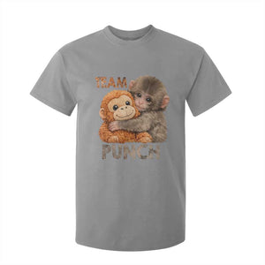 Team Punch Viral Baby Monkey T Shirt For Kid Cute Monkey Hugging Plush Toy Internet Trend Gift TS02 Sport Gray Print Your Wear