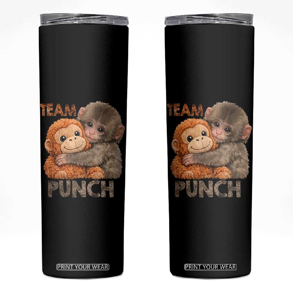Team Punch Viral Baby Monkey Skinny Tumbler Cute Monkey Hugging Plush Toy Internet Trend Gift TS02 Black Print Your Wear