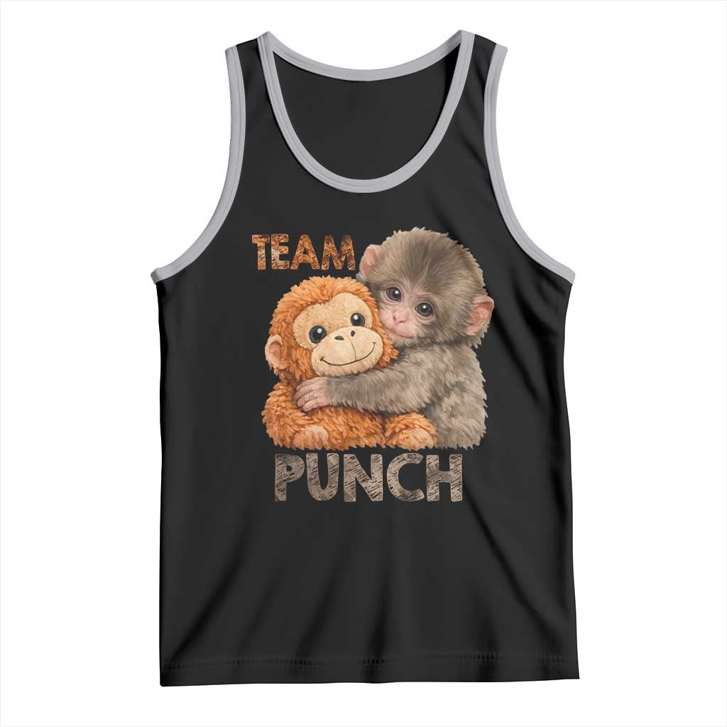 Team Punch Viral Baby Monkey Tank Top Cute Monkey Hugging Plush Toy Internet Trend Gift TS02 Black Athletic Heather Print Your Wear