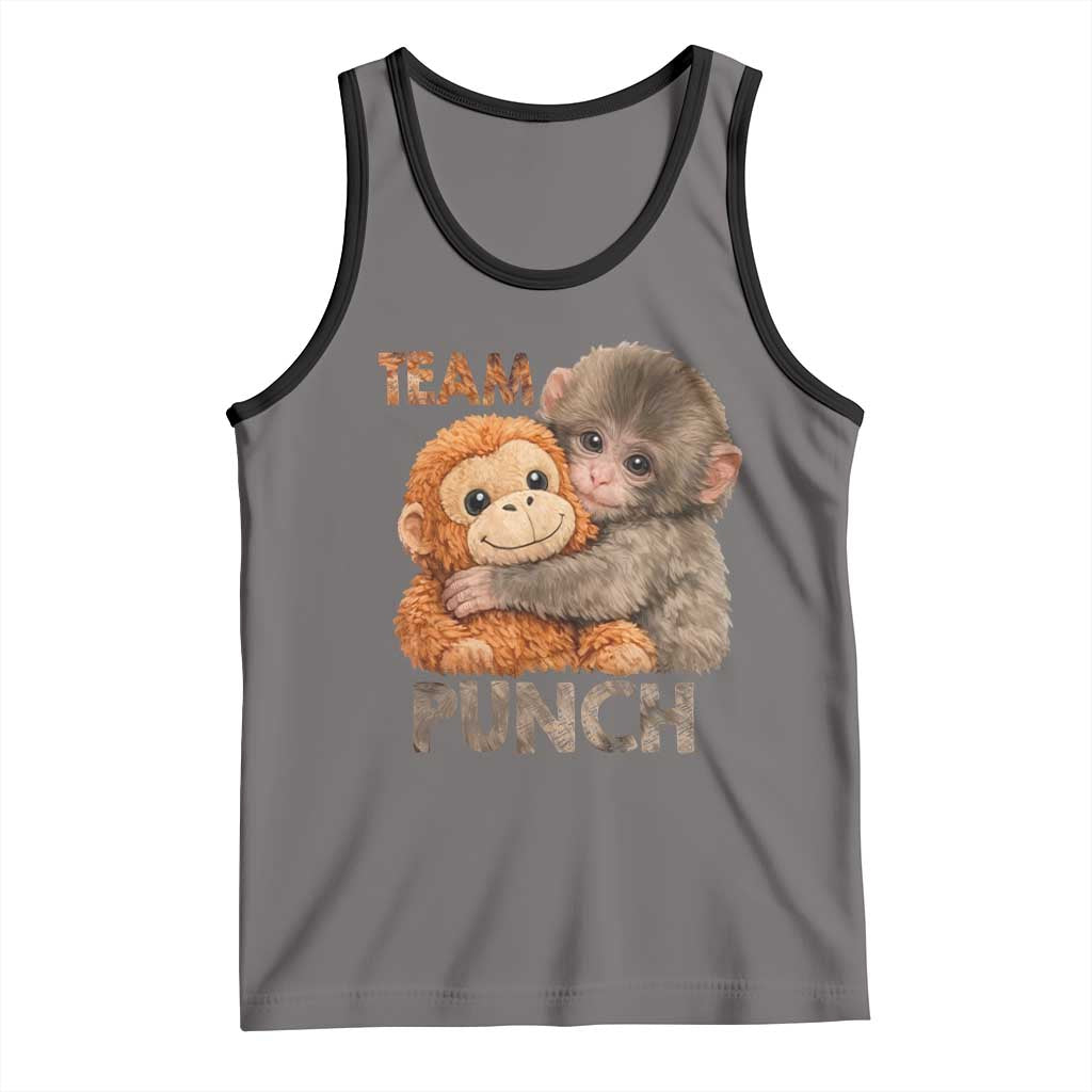 Team Punch Viral Baby Monkey Tank Top Cute Monkey Hugging Plush Toy Internet Trend Gift TS02 Deep Heather Black Print Your Wear