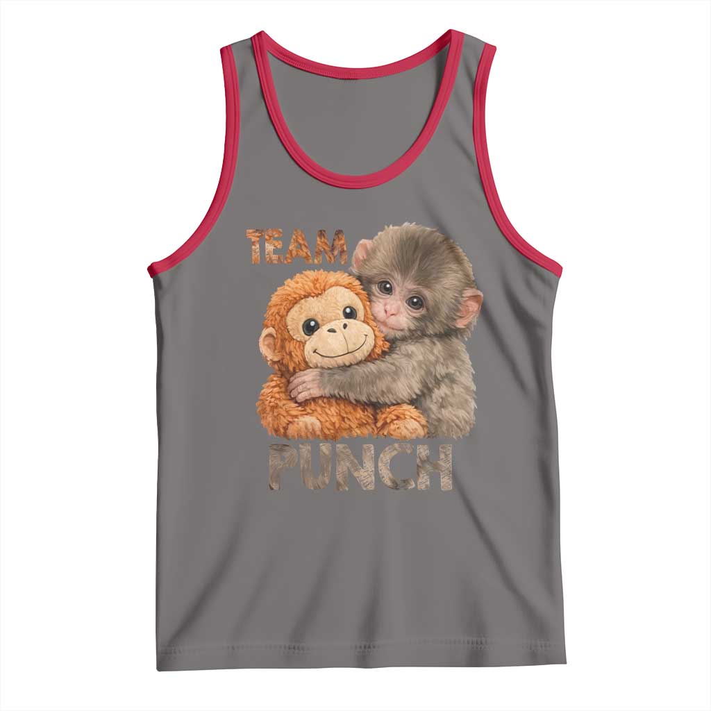 Team Punch Viral Baby Monkey Tank Top Cute Monkey Hugging Plush Toy Internet Trend Gift TS02 Deep Heather Red Print Your Wear