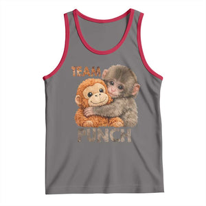 Team Punch Viral Baby Monkey Tank Top Cute Monkey Hugging Plush Toy Internet Trend Gift TS02 Deep Heather Red Print Your Wear