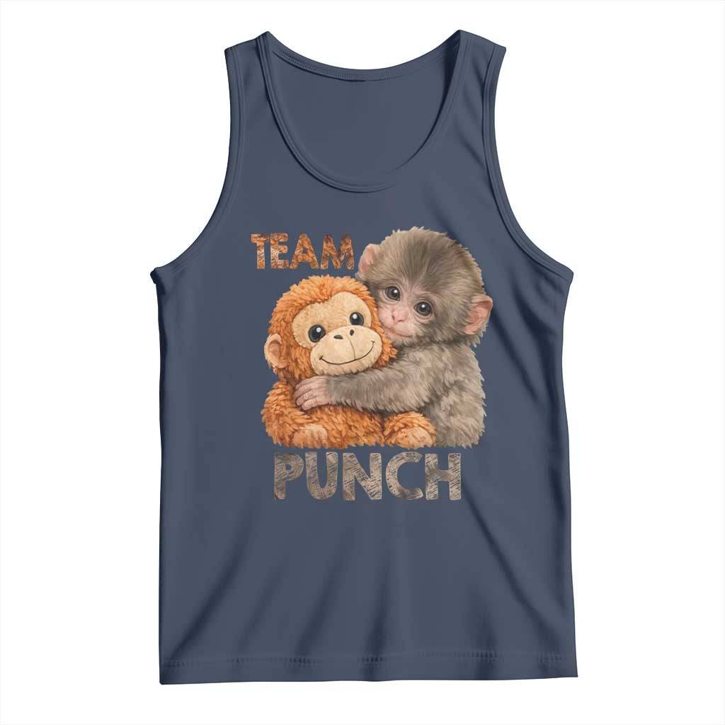 Team Punch Viral Baby Monkey Tank Top Cute Monkey Hugging Plush Toy Internet Trend Gift TS02 Navy Print Your Wear