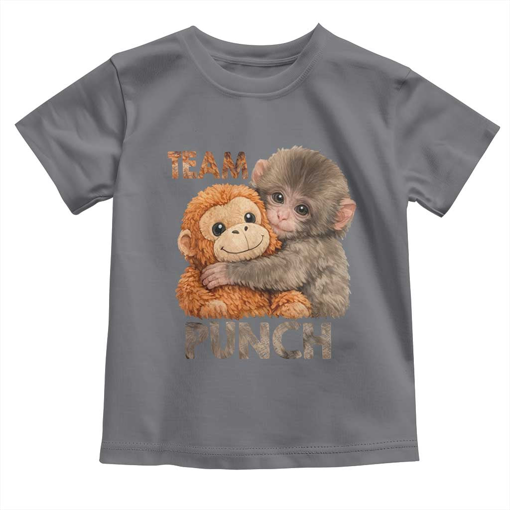 Team Punch Viral Baby Monkey Toddler T Shirt Cute Monkey Hugging Plush Toy Internet Trend Gift TS02 Charcoal Print Your Wear