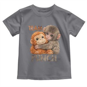 Team Punch Viral Baby Monkey Toddler T Shirt Cute Monkey Hugging Plush Toy Internet Trend Gift TS02 Charcoal Print Your Wear