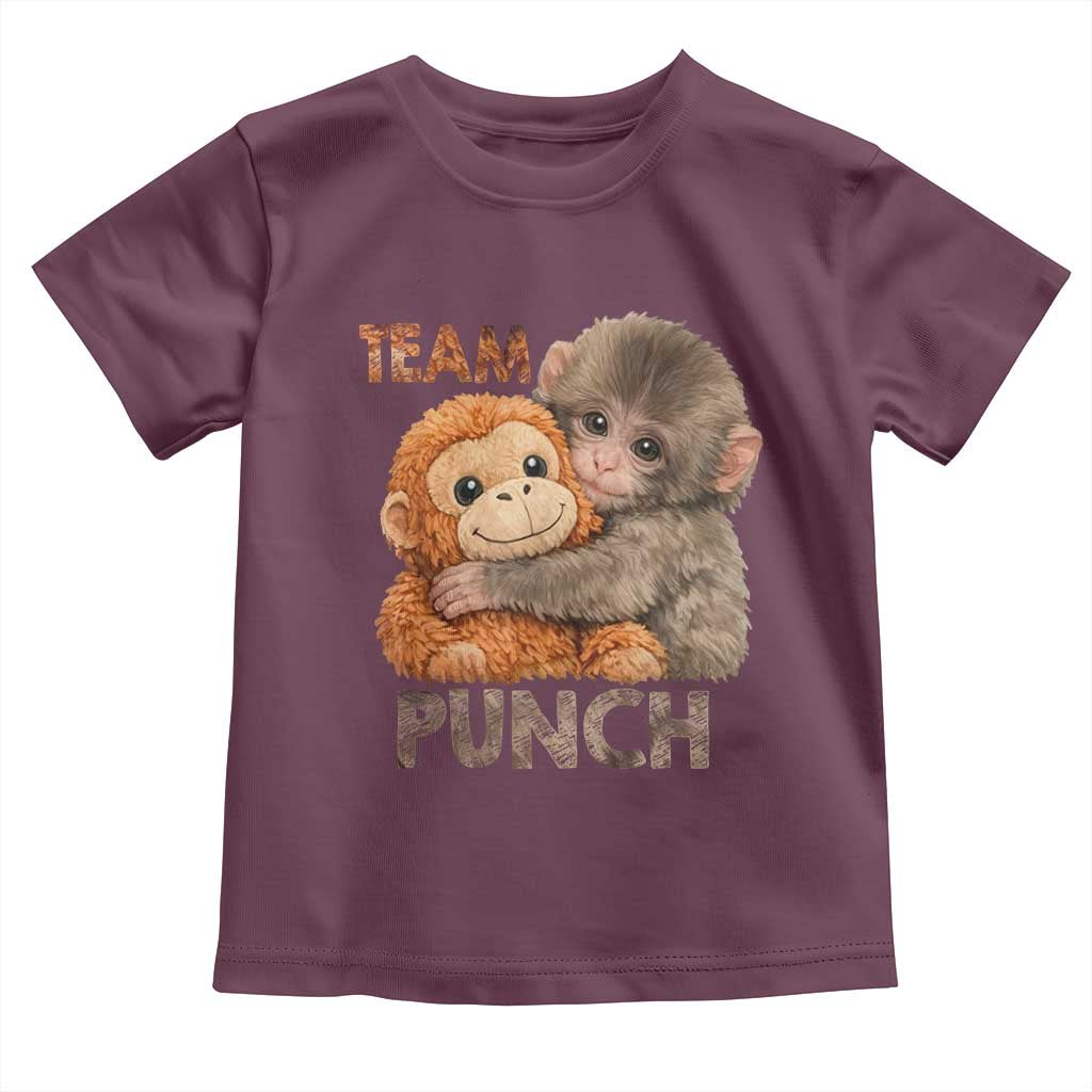 Team Punch Viral Baby Monkey Toddler T Shirt Cute Monkey Hugging Plush Toy Internet Trend Gift TS02 Maroon Print Your Wear