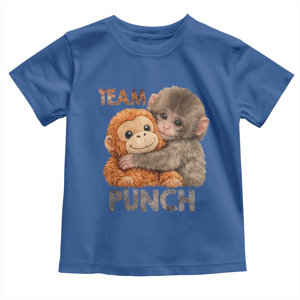 Team Punch Viral Baby Monkey Toddler T Shirt Cute Monkey Hugging Plush Toy Internet Trend Gift TS02 Royal Blue Print Your Wear