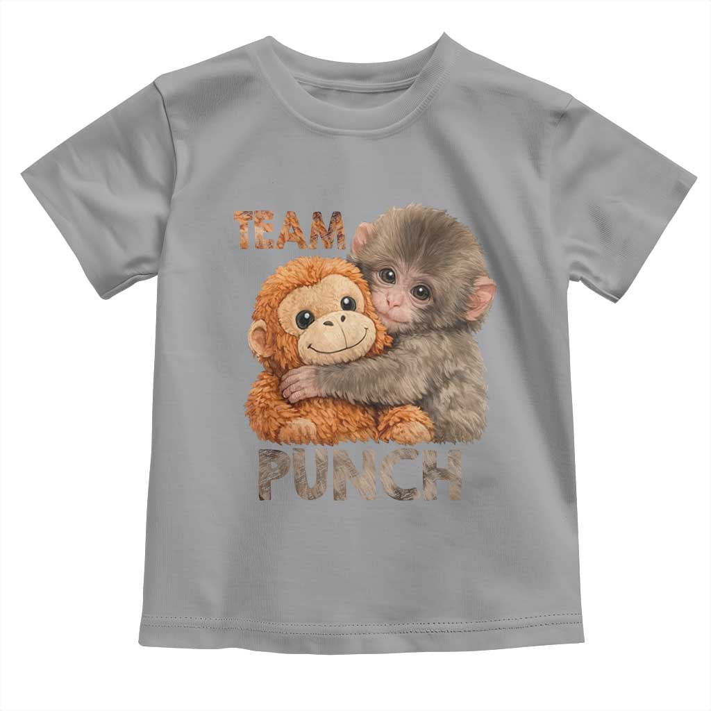 Team Punch Viral Baby Monkey Toddler T Shirt Cute Monkey Hugging Plush Toy Internet Trend Gift TS02 Sport Gray Print Your Wear
