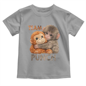Team Punch Viral Baby Monkey Toddler T Shirt Cute Monkey Hugging Plush Toy Internet Trend Gift TS02 Sport Gray Print Your Wear