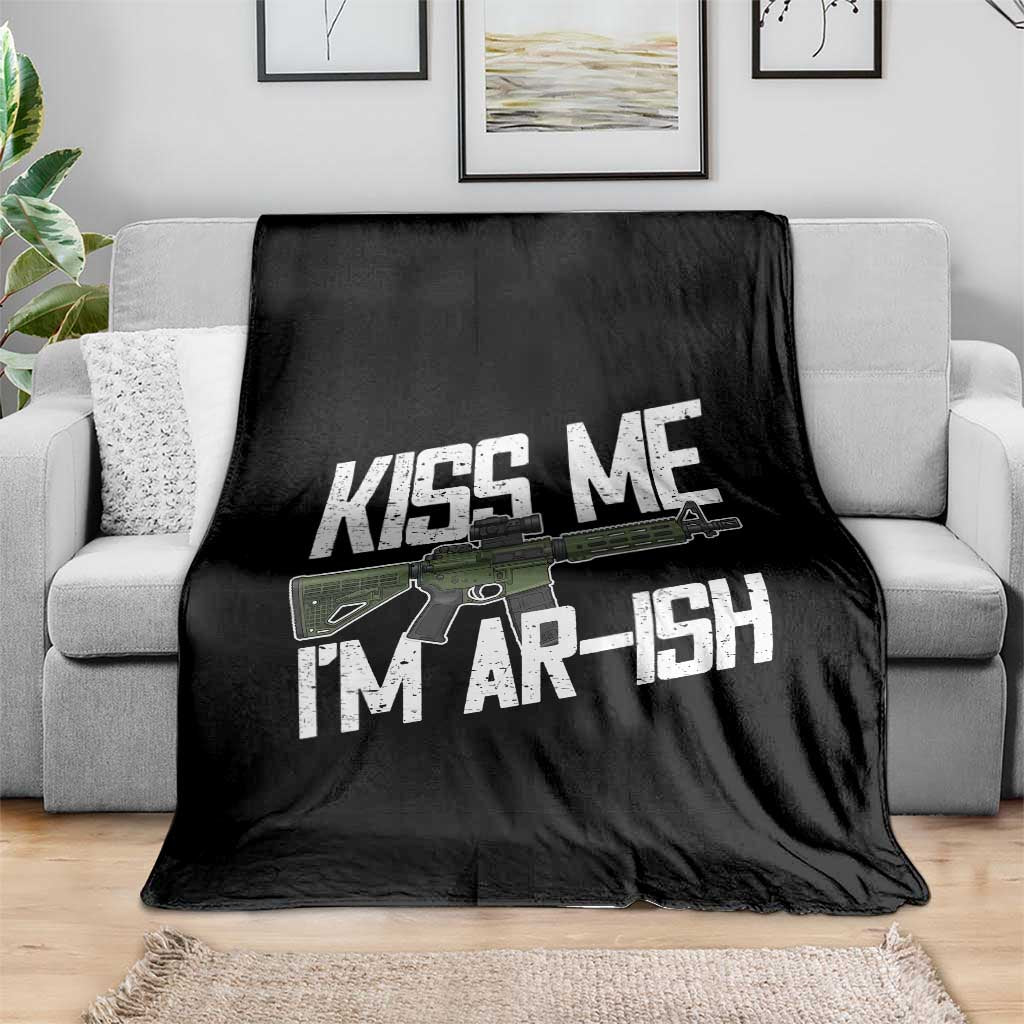 Kiss Me Im ARish Funny St Patricks Day Throw Blanket Tactical Irish Humor for Gun Enthusiasts TS02 Print Your Wear