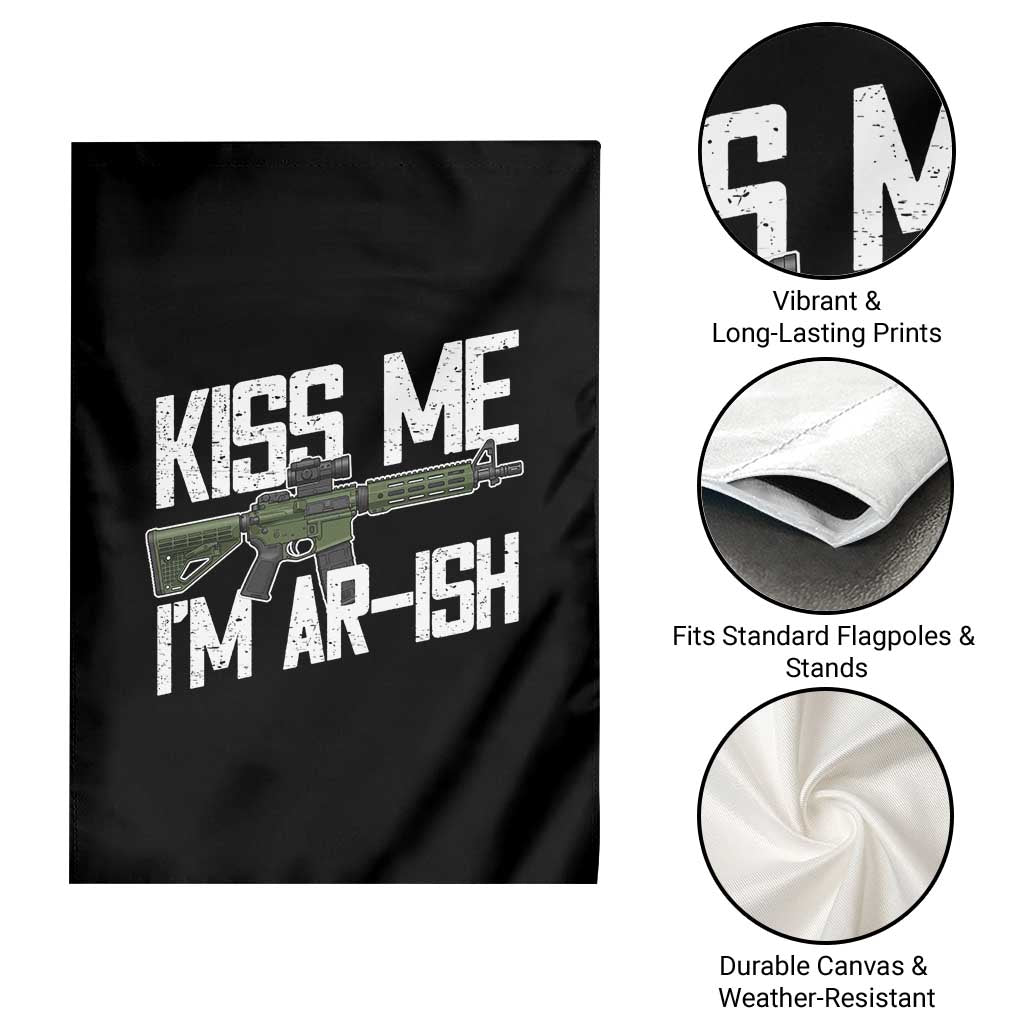 Kiss Me Im ARish Funny St Patricks Day Garden Flag Tactical Irish Humor for Gun Enthusiasts TS02 Print Your Wear