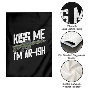 Kiss Me Im ARish Funny St Patricks Day Garden Flag Tactical Irish Humor for Gun Enthusiasts TS02 Print Your Wear