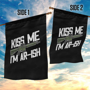 Kiss Me Im ARish Funny St Patricks Day Garden Flag Tactical Irish Humor for Gun Enthusiasts TS02 Print Your Wear