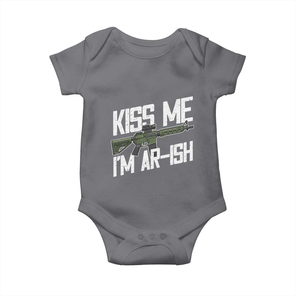 Kiss Me Im ARish Funny St Patricks Day Baby Onesie Tactical Irish Humor for Gun Enthusiasts TS02 Charcoal Print Your Wear