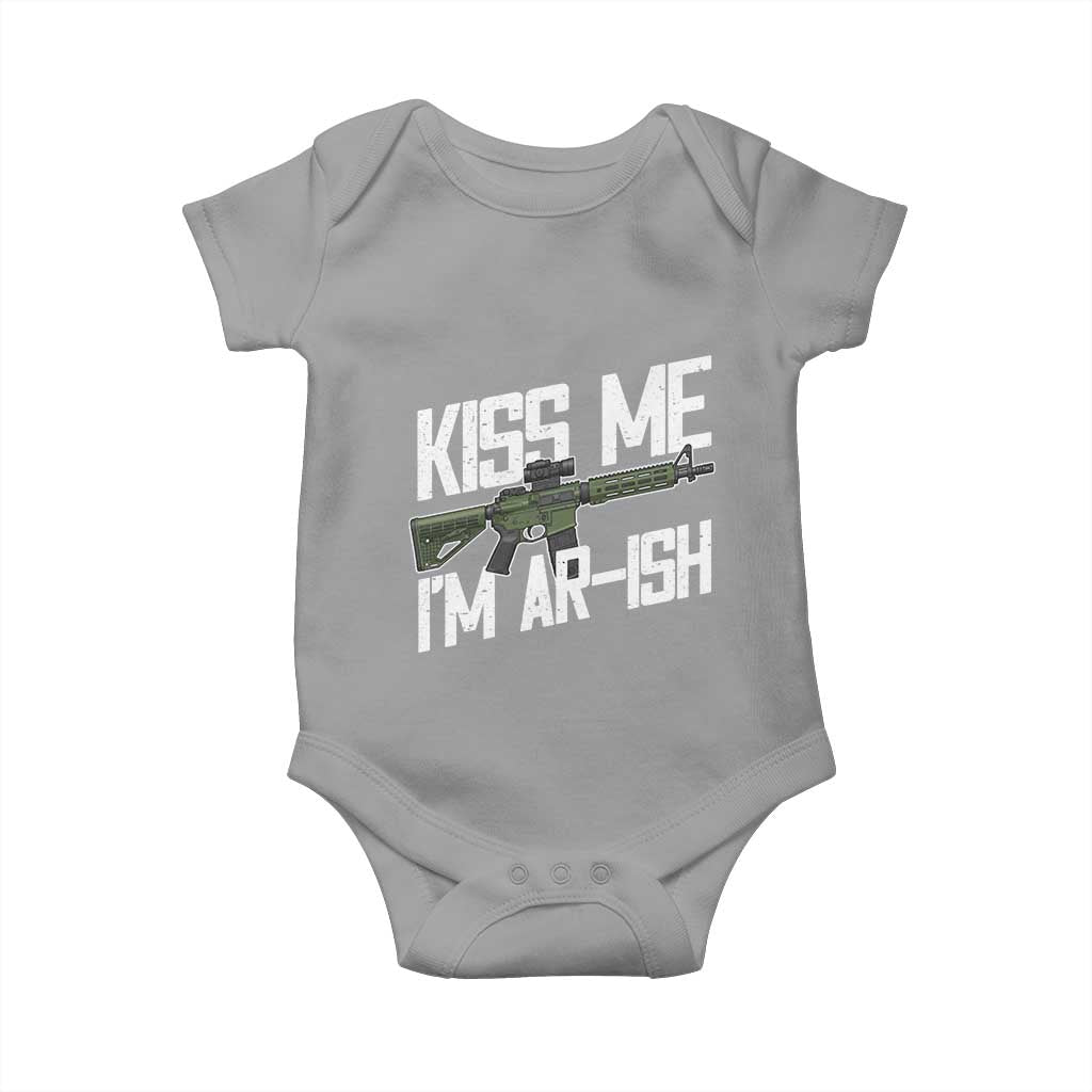 Kiss Me Im ARish Funny St Patricks Day Baby Onesie Tactical Irish Humor for Gun Enthusiasts TS02 Sport Gray Print Your Wear