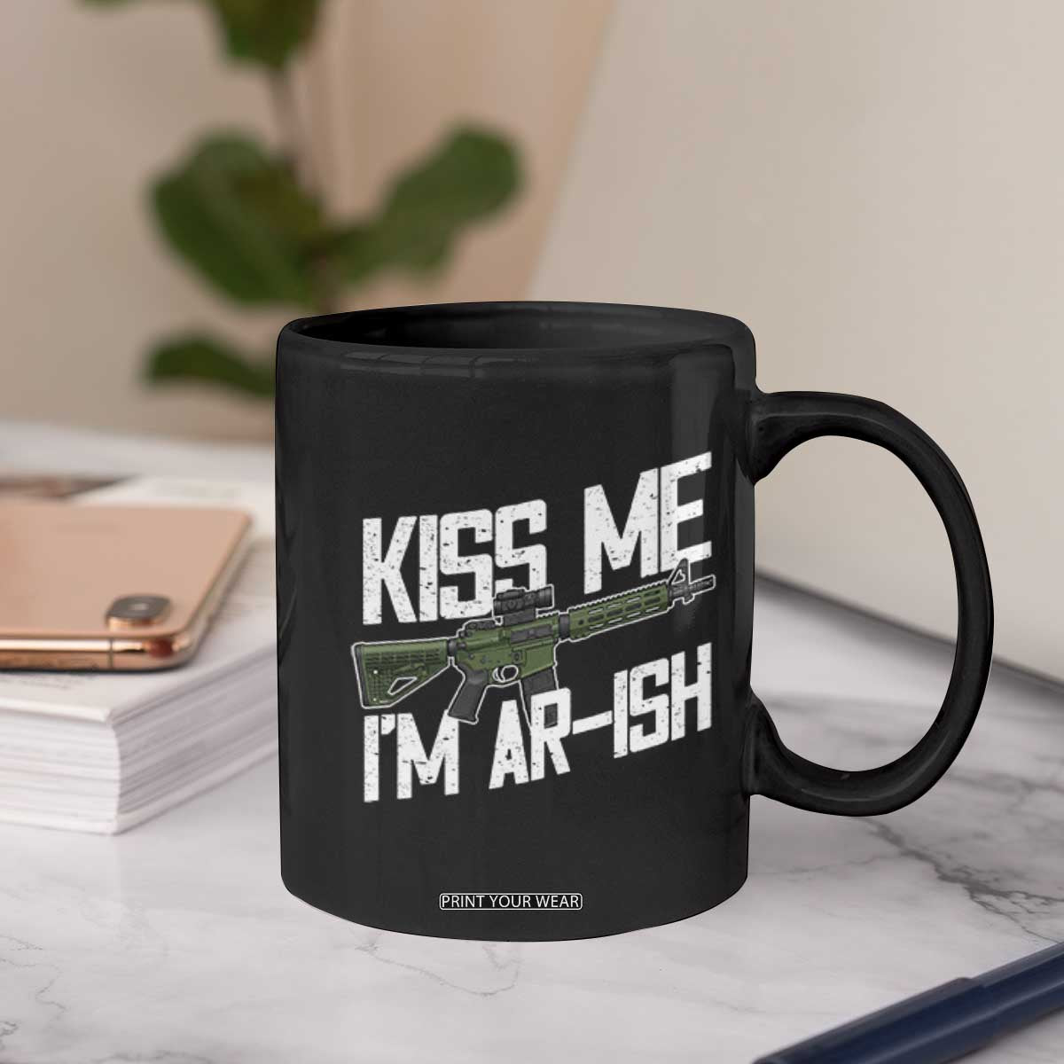 Kiss Me Im ARish Funny St Patricks Day Coffee Mug Tactical Irish Humor for Gun Enthusiasts TS02 Print Your Wear