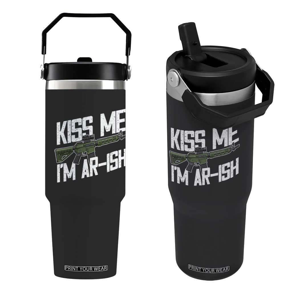 Kiss Me Im ARish Funny St Patricks Day Flip Straw Tumbler Tactical Irish Humor for Gun Enthusiasts TS02 One Size: 30 oz Black Print Your Wear
