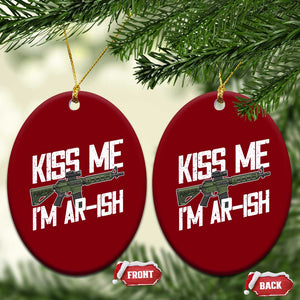 Kiss Me Im ARish Funny St Patricks Day Ceramic Ornament Tactical Irish Humor for Gun Enthusiasts TS02 Print Your Wear