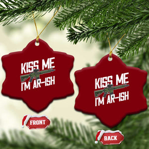 Kiss Me Im ARish Funny St Patricks Day Ceramic Ornament Tactical Irish Humor for Gun Enthusiasts TS02 Print Your Wear