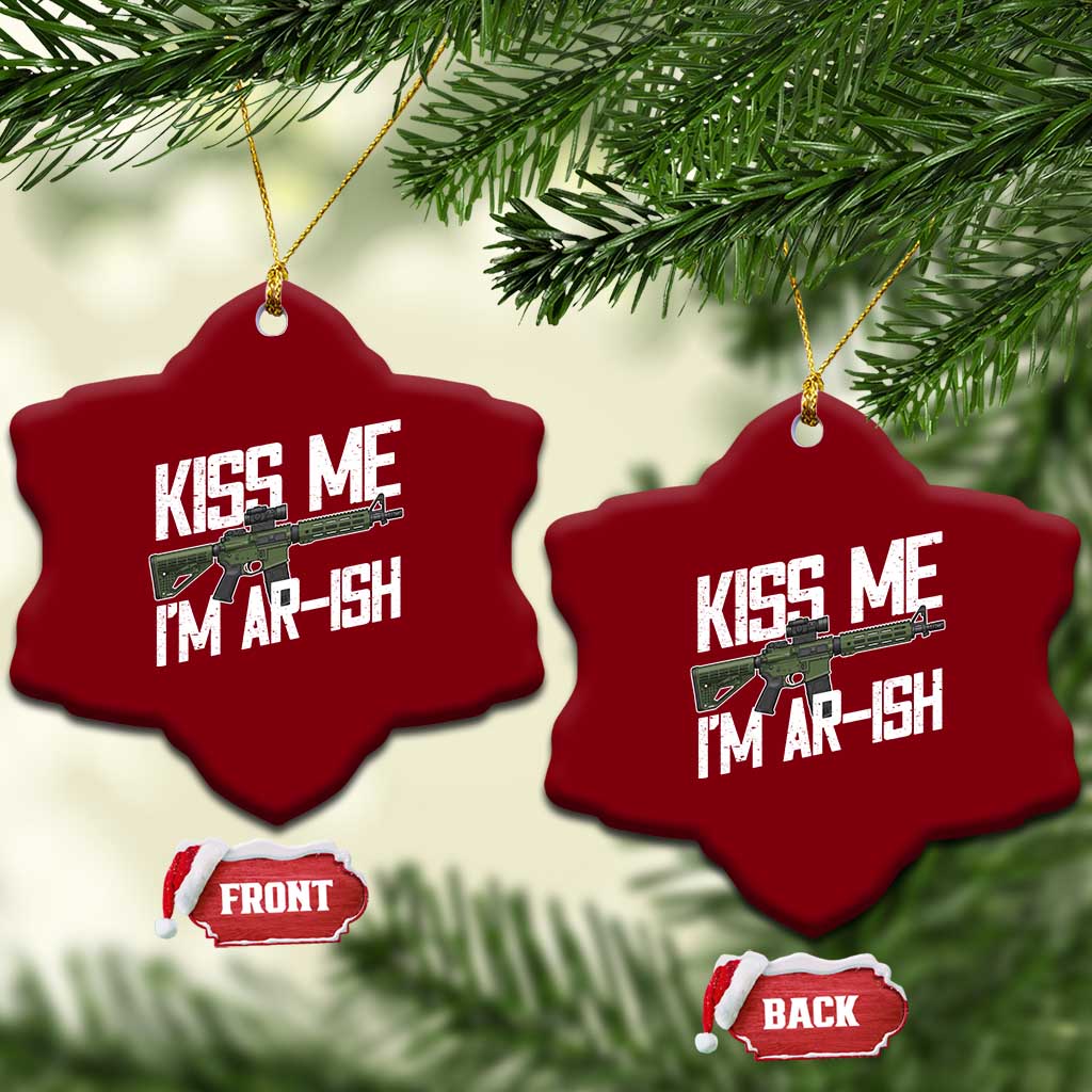 Kiss Me Im ARish Funny St Patricks Day Ceramic Ornament Tactical Irish Humor for Gun Enthusiasts TS02 Print Your Wear