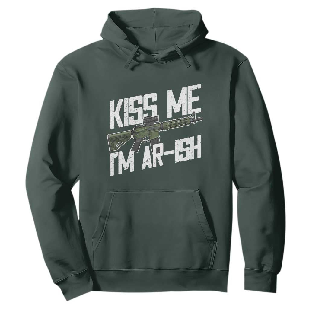 Kiss Me Im ARish Funny St Patricks Day Hoodie Tactical Irish Humor for Gun Enthusiasts TS02 Dark Forest Green Print Your Wear