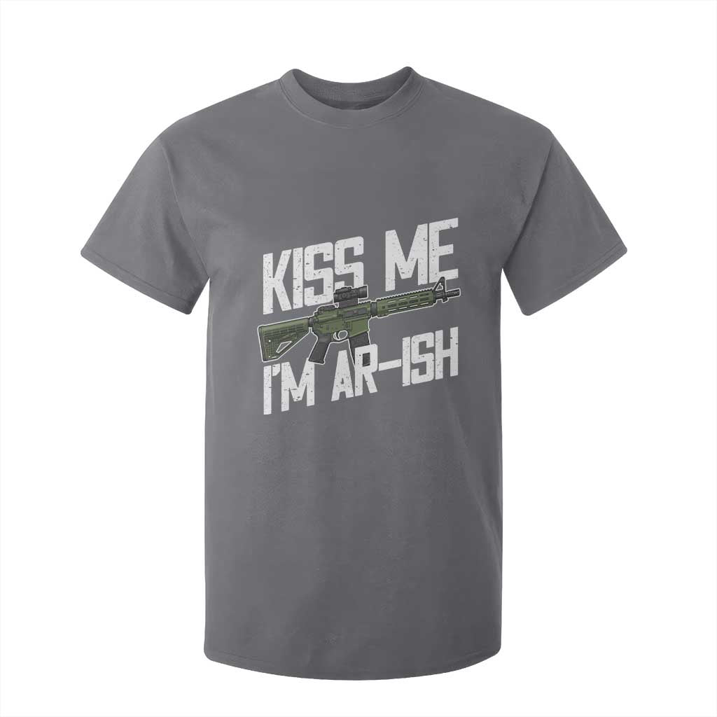 Kiss Me Im ARish Funny St Patricks Day T Shirt For Kid Tactical Irish Humor for Gun Enthusiasts TS02 Charcoal Print Your Wear