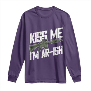 Kiss Me Im ARish Funny St Patricks Day Long Sleeve Shirt Tactical Irish Humor for Gun Enthusiasts TS02 Purple Print Your Wear