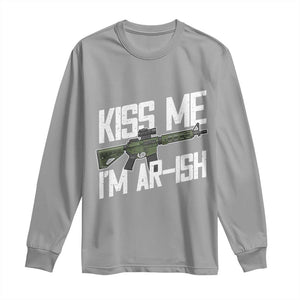 Kiss Me Im ARish Funny St Patricks Day Long Sleeve Shirt Tactical Irish Humor for Gun Enthusiasts TS02 Sport Gray Print Your Wear