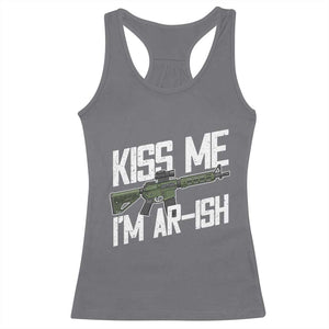 Kiss Me Im ARish Funny St Patricks Day Racerback Tank Top Tactical Irish Humor for Gun Enthusiasts TS02 Charcoal Print Your Wear