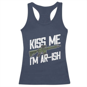 Kiss Me Im ARish Funny St Patricks Day Racerback Tank Top Tactical Irish Humor for Gun Enthusiasts TS02 Navy Print Your Wear