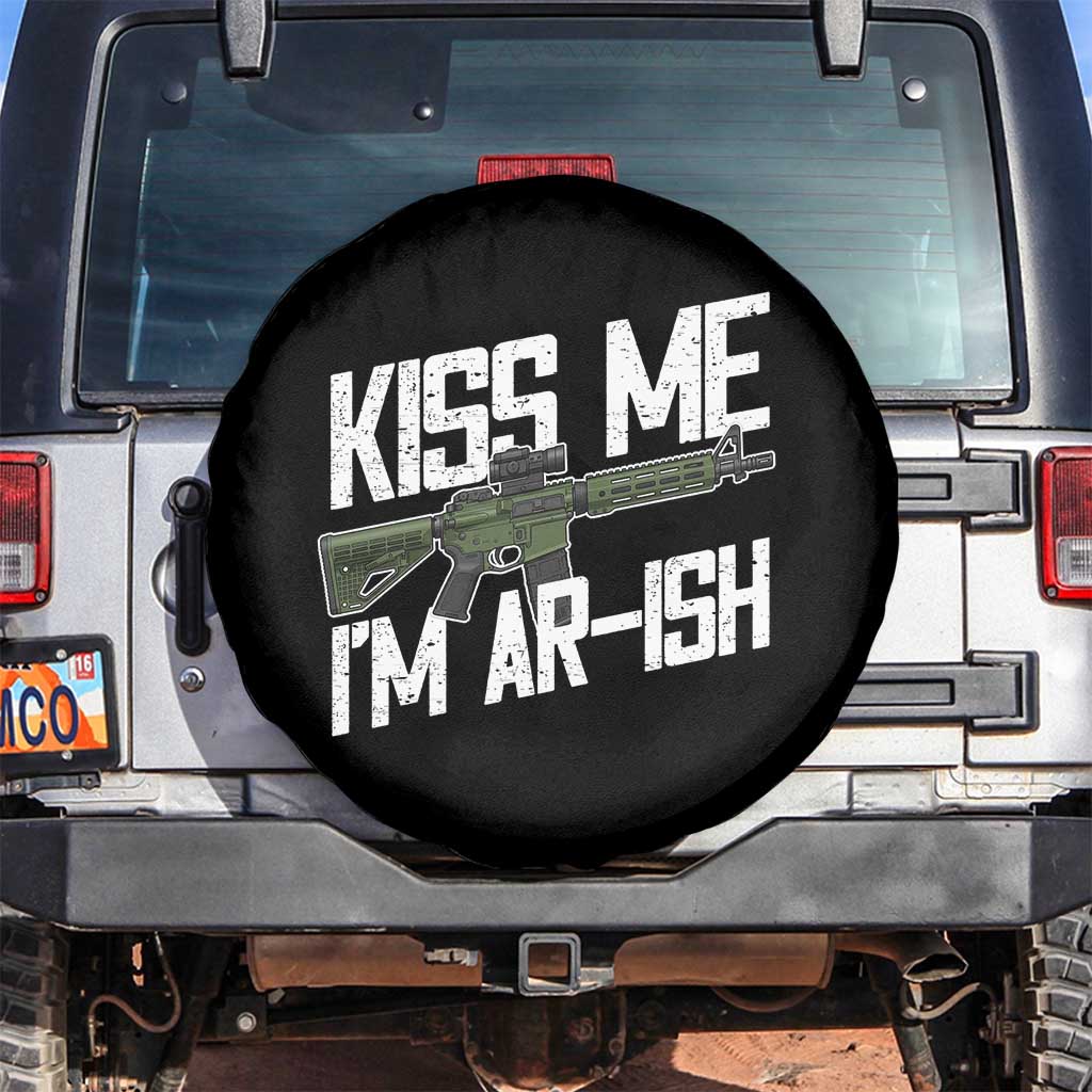 Kiss Me Im ARish Funny St Patricks Day Spare Tire Cover Tactical Irish Humor for Gun Enthusiasts TS02 No hole Black Print Your Wear