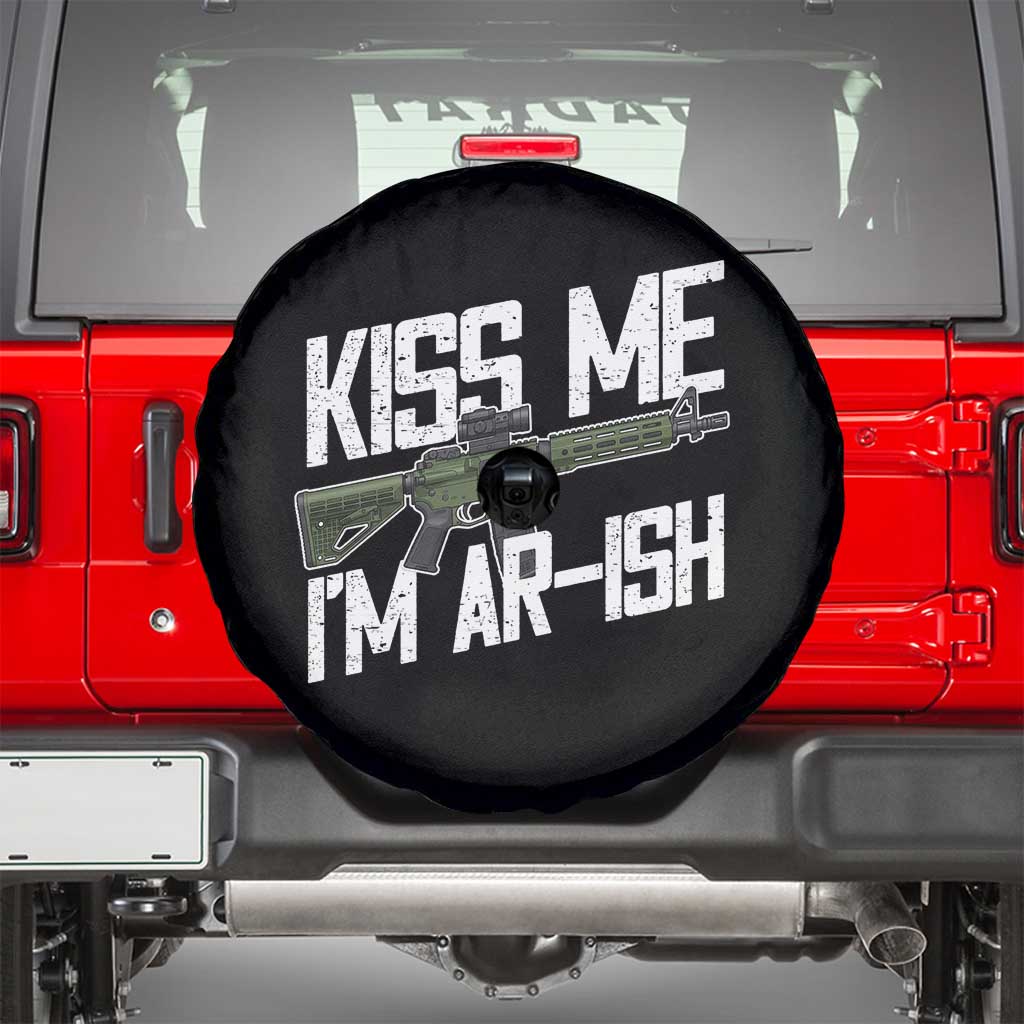 Kiss Me Im ARish Funny St Patricks Day Spare Tire Cover Tactical Irish Humor for Gun Enthusiasts TS02 Black Print Your Wear