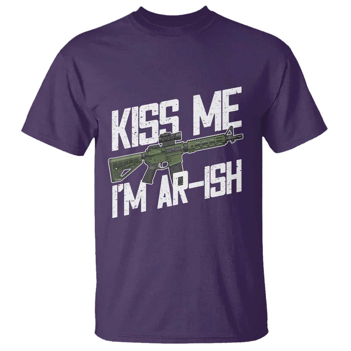 Kiss Me Im ARish Funny St Patricks Day T Shirt Tactical Irish Humor for Gun Enthusiasts TS02 Purple Print Your Wear