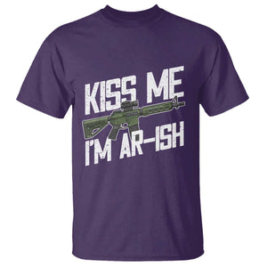 Kiss Me Im ARish Funny St Patricks Day T Shirt Tactical Irish Humor for Gun Enthusiasts TS02 Purple Print Your Wear