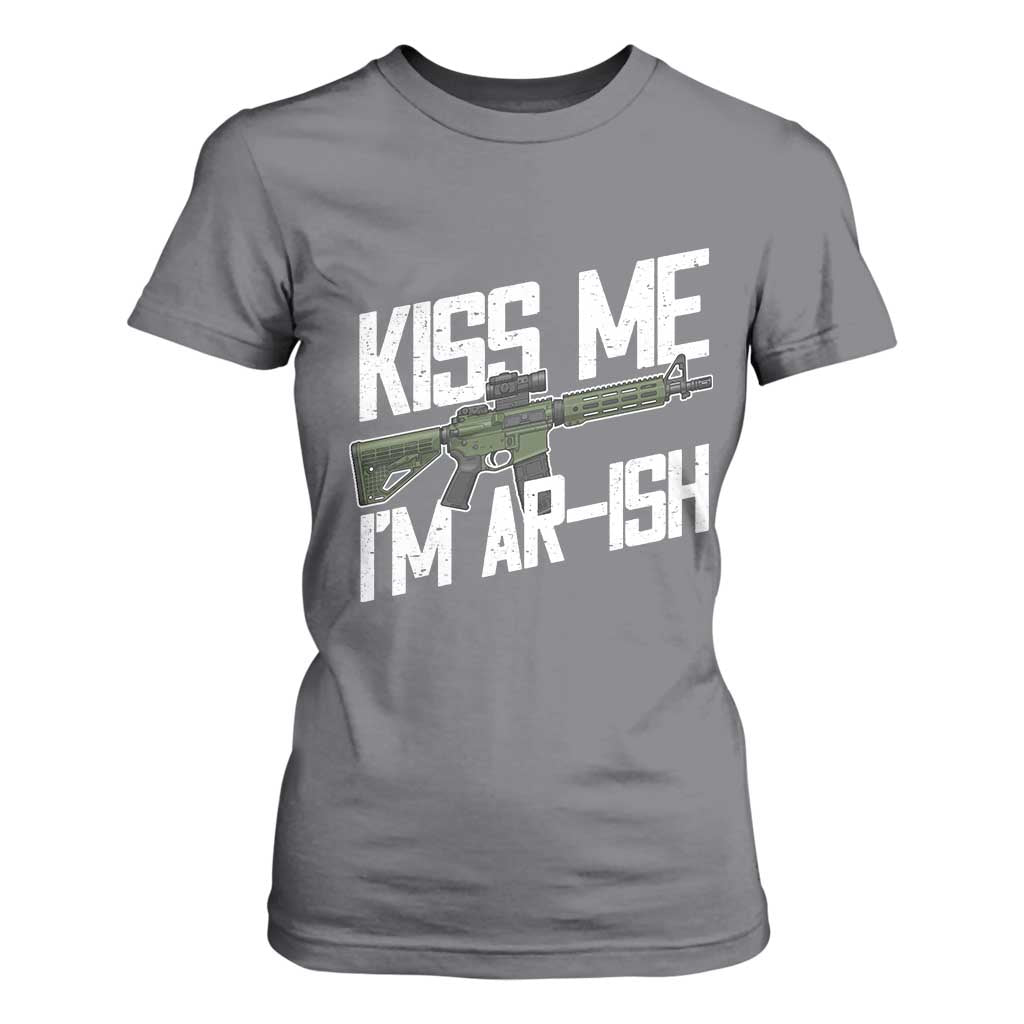Kiss Me Im ARish Funny St Patricks Day T Shirt For Women Tactical Irish Humor for Gun Enthusiasts TS02 Charcoal Print Your Wear