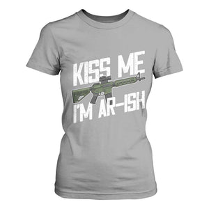 Kiss Me Im ARish Funny St Patricks Day T Shirt For Women Tactical Irish Humor for Gun Enthusiasts TS02 Sport Gray Print Your Wear