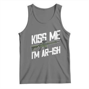 Kiss Me Im ARish Funny St Patricks Day Tank Top Tactical Irish Humor for Gun Enthusiasts TS02 Black Heather Print Your Wear