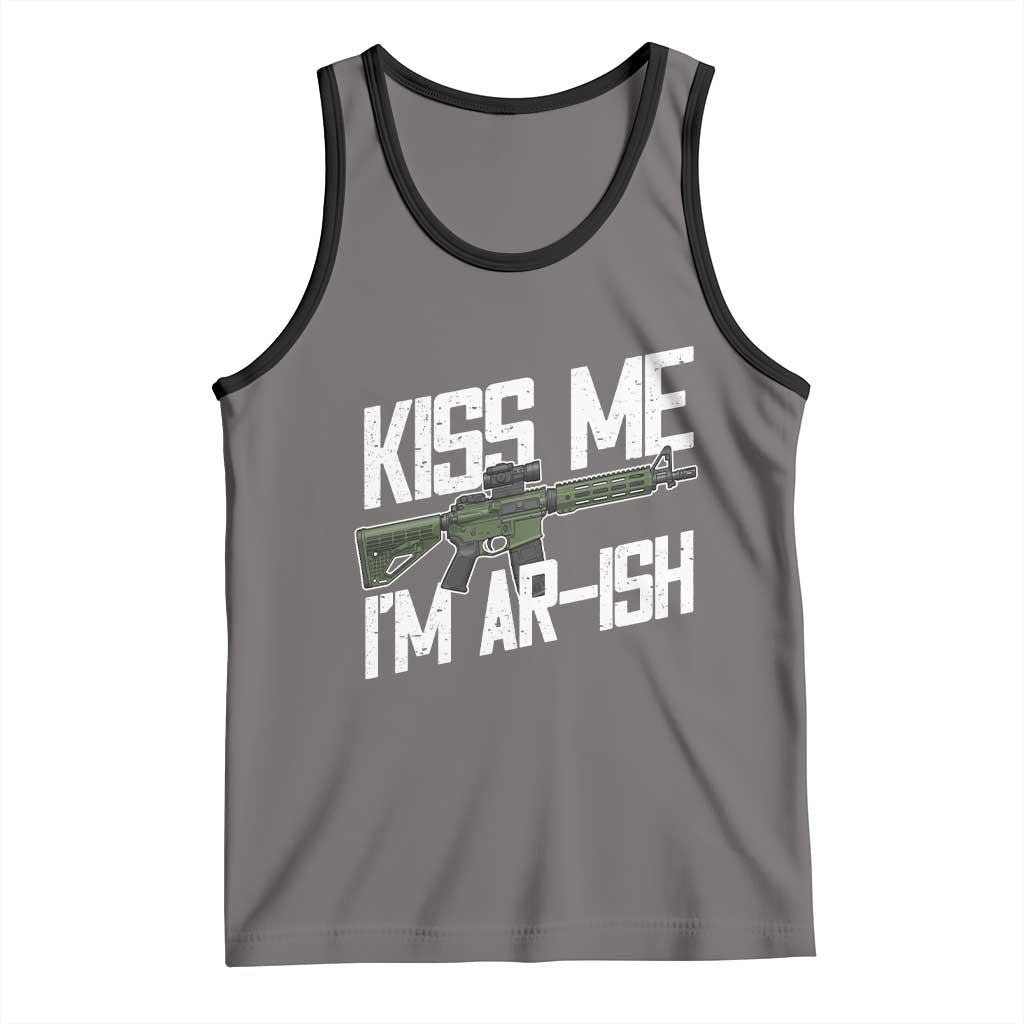 Kiss Me Im ARish Funny St Patricks Day Tank Top Tactical Irish Humor for Gun Enthusiasts TS02 Deep Heather Black Print Your Wear