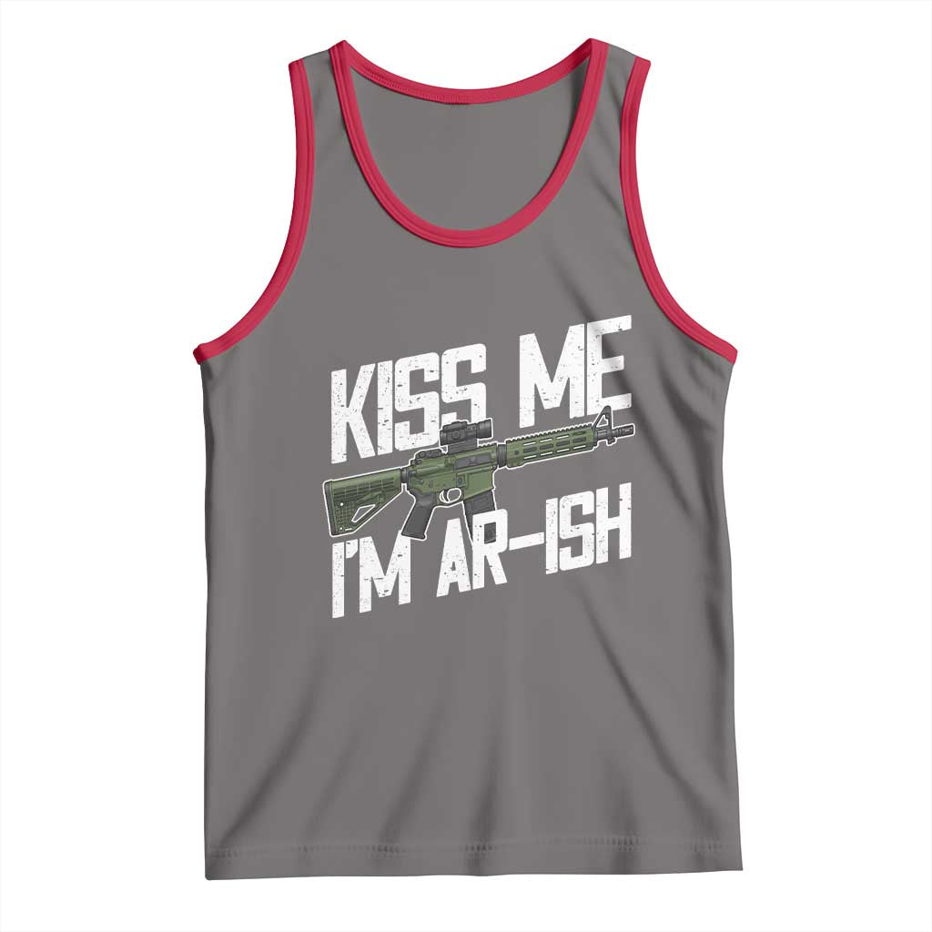 Kiss Me Im ARish Funny St Patricks Day Tank Top Tactical Irish Humor for Gun Enthusiasts TS02 Deep Heather Red Print Your Wear