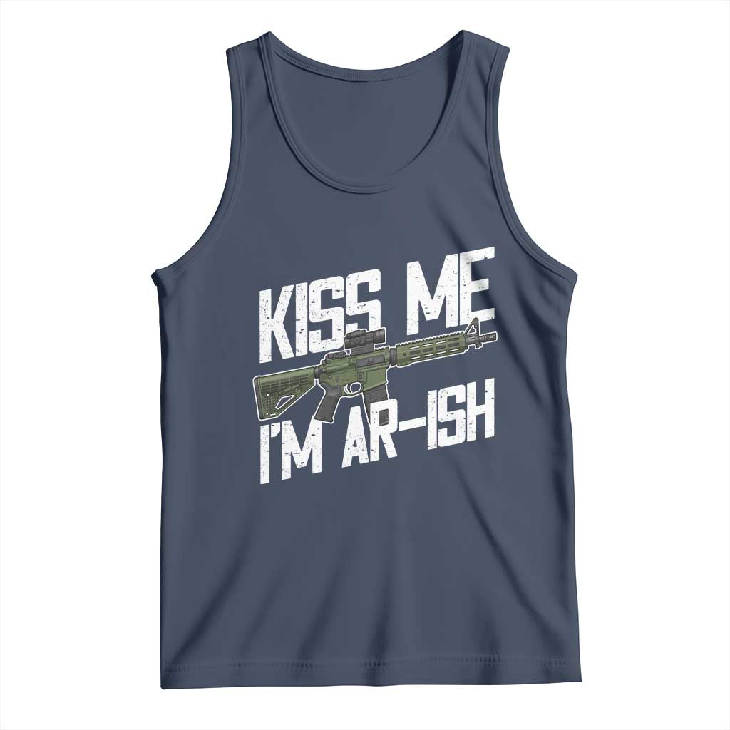 Kiss Me Im ARish Funny St Patricks Day Tank Top Tactical Irish Humor for Gun Enthusiasts TS02 Navy Print Your Wear