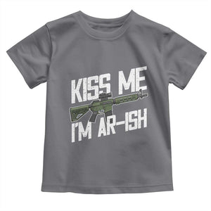 Kiss Me Im ARish Funny St Patricks Day Toddler T Shirt Tactical Irish Humor for Gun Enthusiasts TS02 Charcoal Print Your Wear