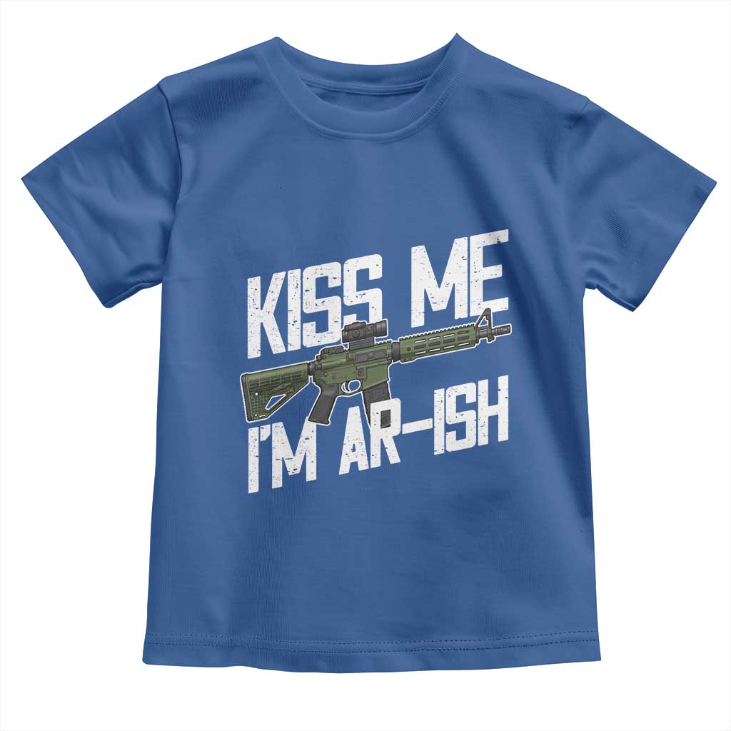 Kiss Me Im ARish Funny St Patricks Day Toddler T Shirt Tactical Irish Humor for Gun Enthusiasts TS02 Royal Blue Print Your Wear